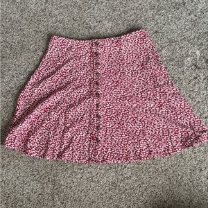 American Eagle Outfitters Red Floral A-Line Skirt